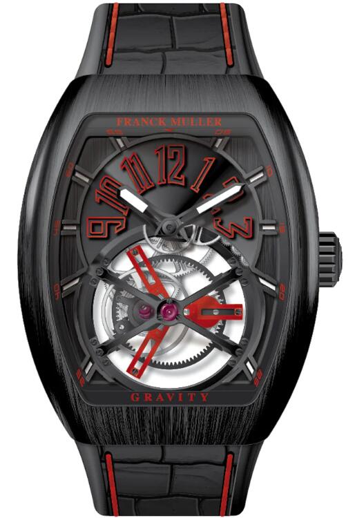 Best FRANCK MULLER Vanguard Gravity Tourbillon Brushed Black Titanium - Red V 45 T GR CS (ER) (NR BR TT) (NR.NR RGE) Replica Watch